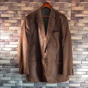 EUC Michael Kors Mens Faux Suede Sports Coat Jacket 46XL Blazer Brown